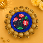 Napperon Diya / Pièce d'argent (6 pouces) - Lotus bleu/rouge