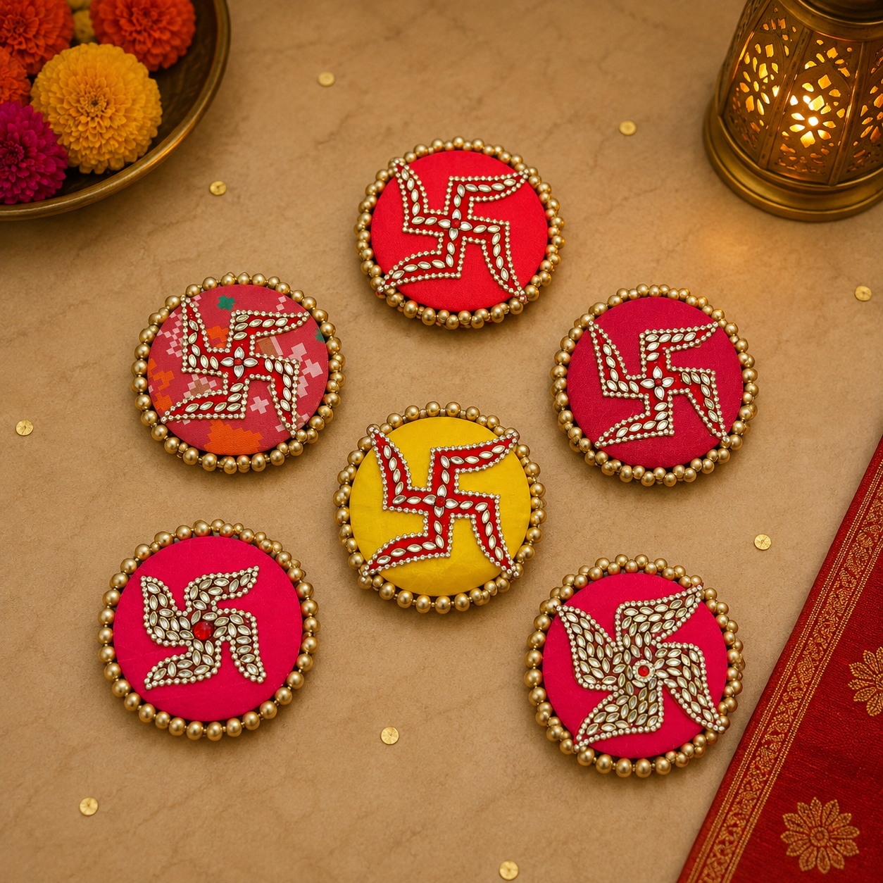 Tapis Swastik Kundan – Rouge