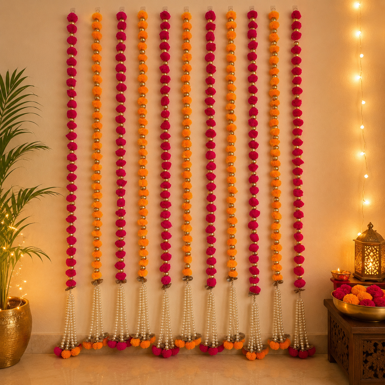 5ft Pom Pom Latkan - Pink (Set of 2)