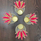 Lotus T-Light Diya - Pink (Set of 5)