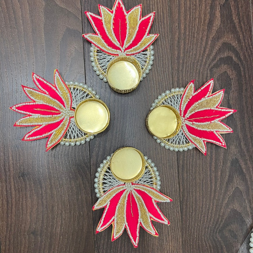 Lotus T-Light Diya - Pink (Set of 5)