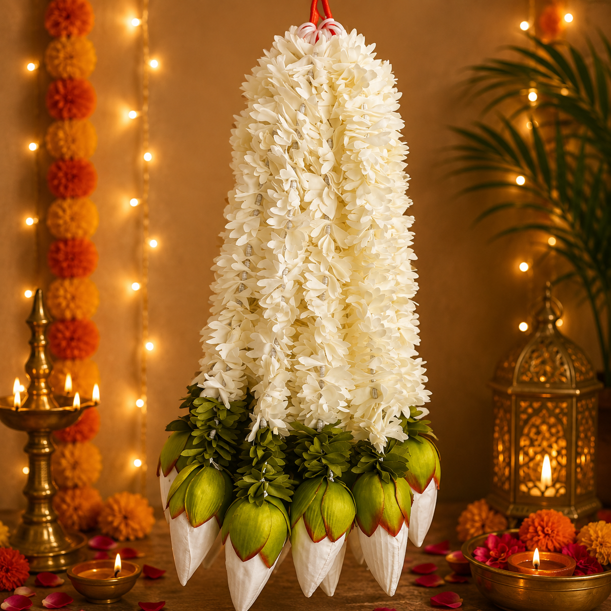 Bourgons de lotus colorés suspendus de 45 cm - Blanc