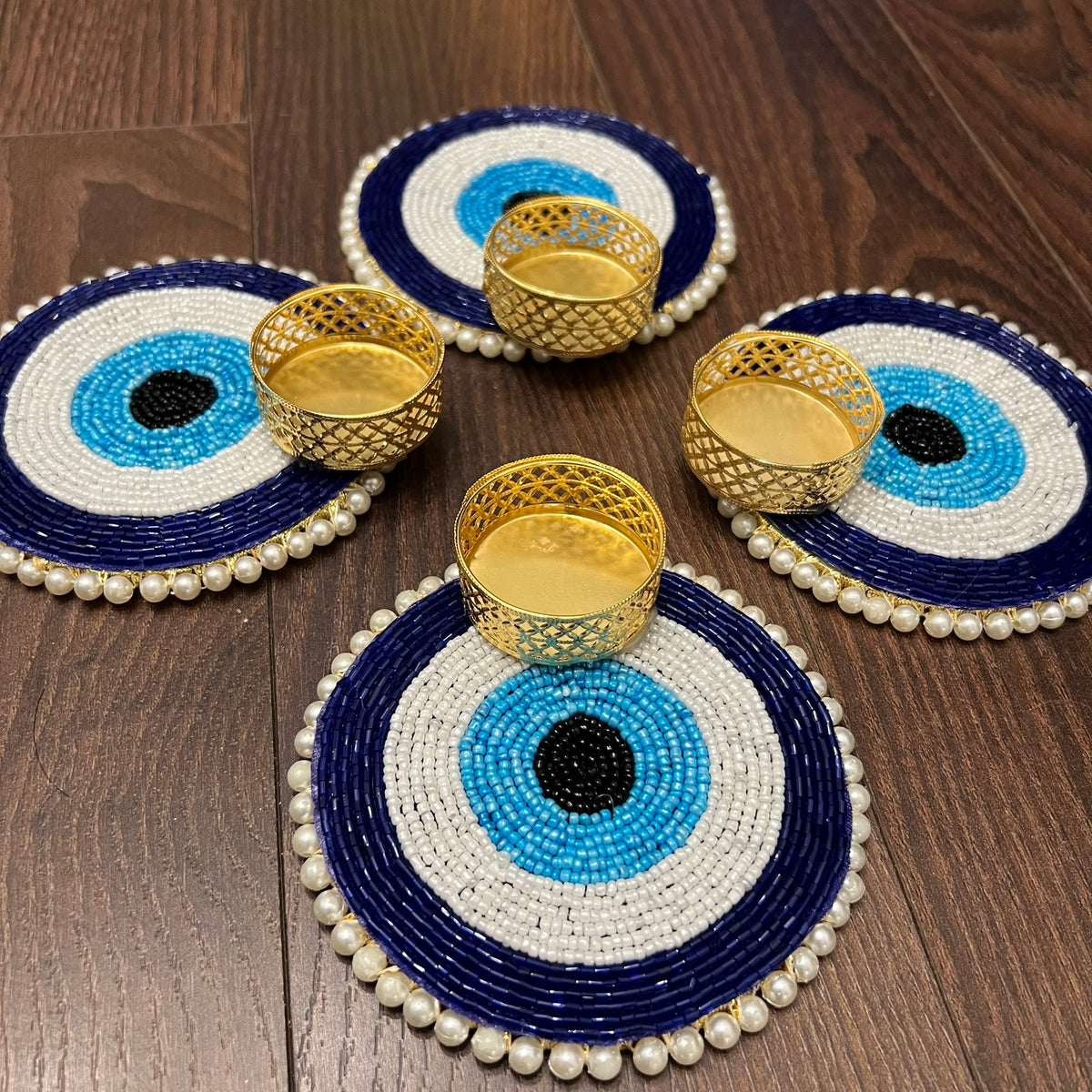 Evil Eye T-Light Diya - (Set of 2)