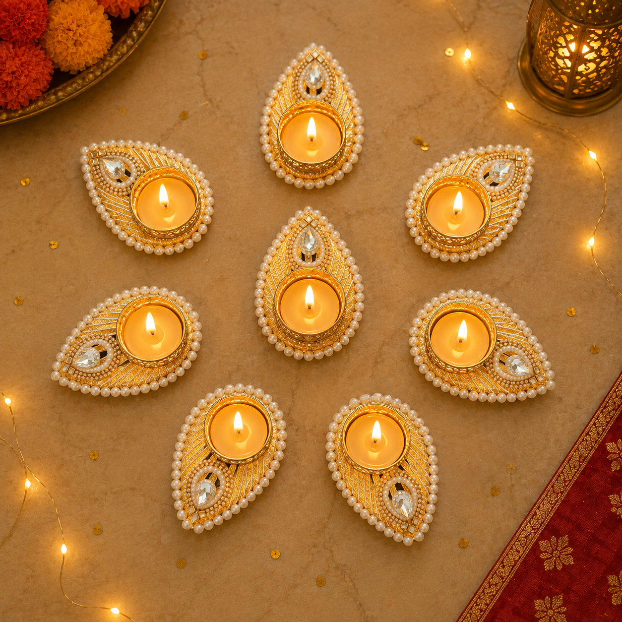 Diya T-Light en forme de goutte d'eau (lot de 2)