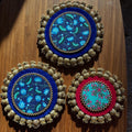 Reversible Round Placemat (Set of 3) - Pink/Navy Patola