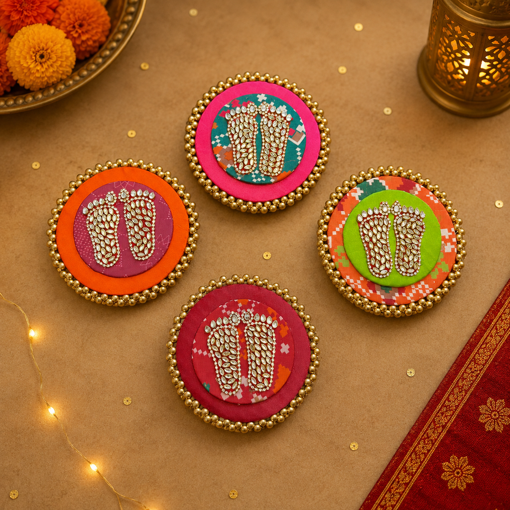 Tapis de prière double épaisseur Kundan Laxmi Charan - Rose