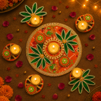 Ensemble de bougies chauffe-plat Rangoli - Patola orange