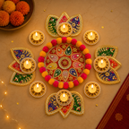 Ensemble Pom Pom Rangoli T-Light - Étoile rouge