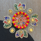 Pom Pom Rangoli T-Light Set - Red Star