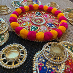 Pom Pom Rangoli T-Light Set - Red Star