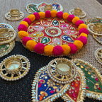 Pom Pom Rangoli T-Light Set - Red Star