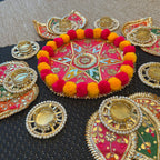 Pom Pom Rangoli T-Light Set - Pink Star