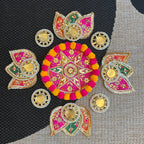 Pom Pom Rangoli T-Light Set - Pink Star