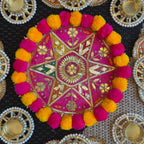 Pom Pom Rangoli T-Light Set - Pink Star