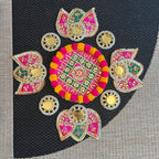 Pom Pom Rangoli T-Light Set - Pink with Green