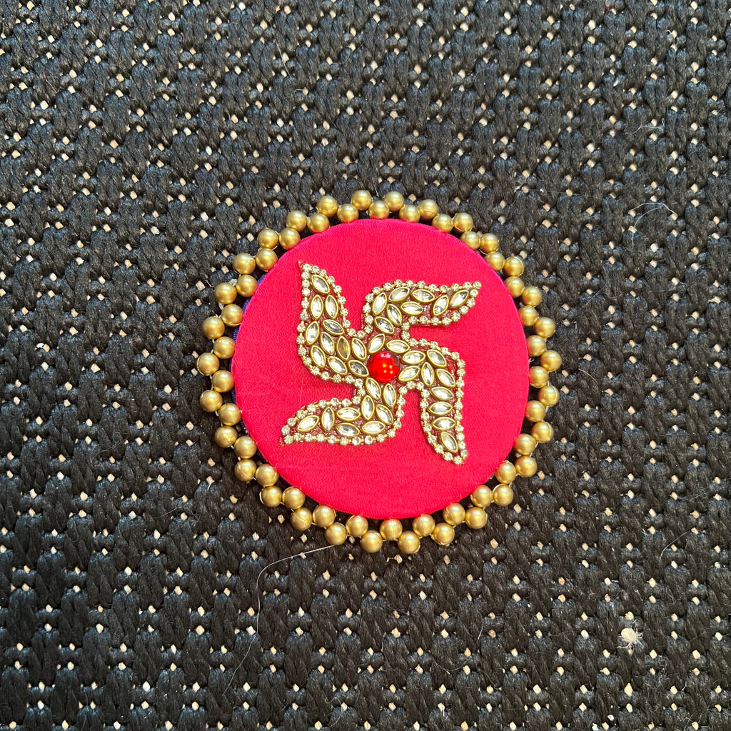 Kundan Swastik Mat - Maroon
