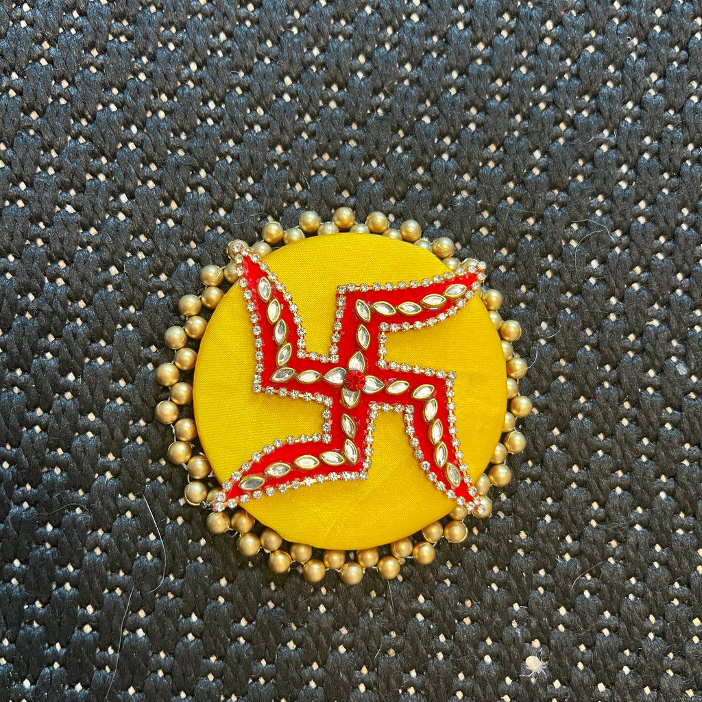 Kundan Swastik Mat - Maroon