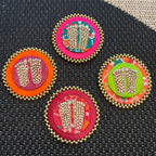 Dual Layer Kundan Laxmi Charan Mat - Mint