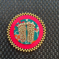 Dual Layer Kundan Laxmi Charan Mat - Pink