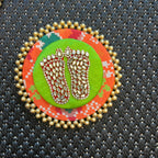 Dual Layer Kundan Laxmi Charan Mat - Mint