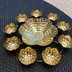 11" Metal Rangoli Urli - 9 Diya + Large Centre