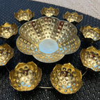 11" Metal Rangoli Urli - 9 Diya + Large Centre