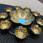 11" Metal Rangoli Urli - 9 Diya + Large Centre
