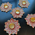 4in Red Star T-Light Mat (Set of 2)