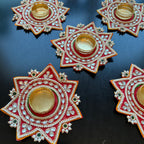 4in Red Star T-Light Mat (Set of 2)