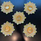 4in Yellow Star T-Light Mat (Set of 2)