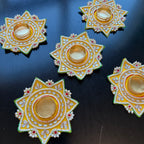 4in Yellow Star T-Light Mat (Set of 2)