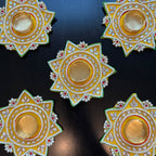 4in Yellow Star T-Light Mat (Set of 2)