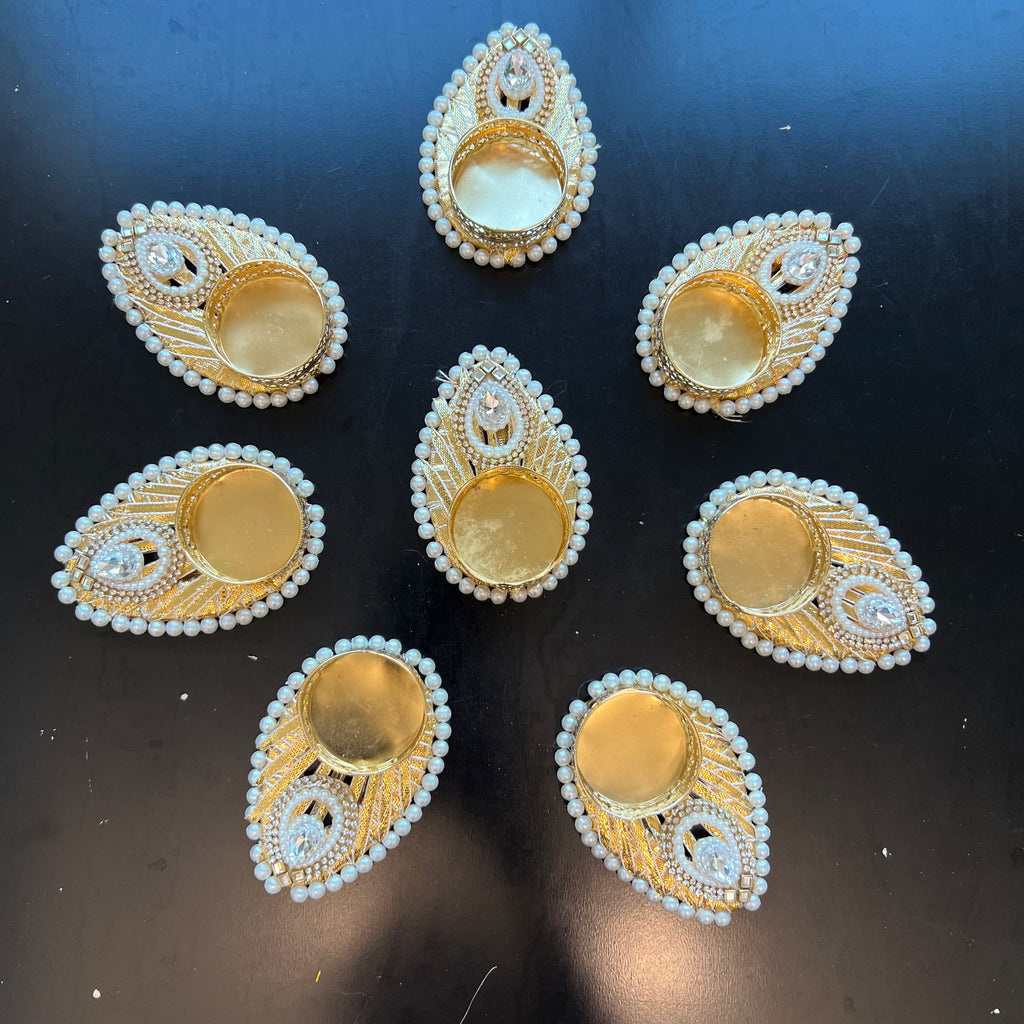 Tear Drop Shape T-Light Diya (Set of 2)