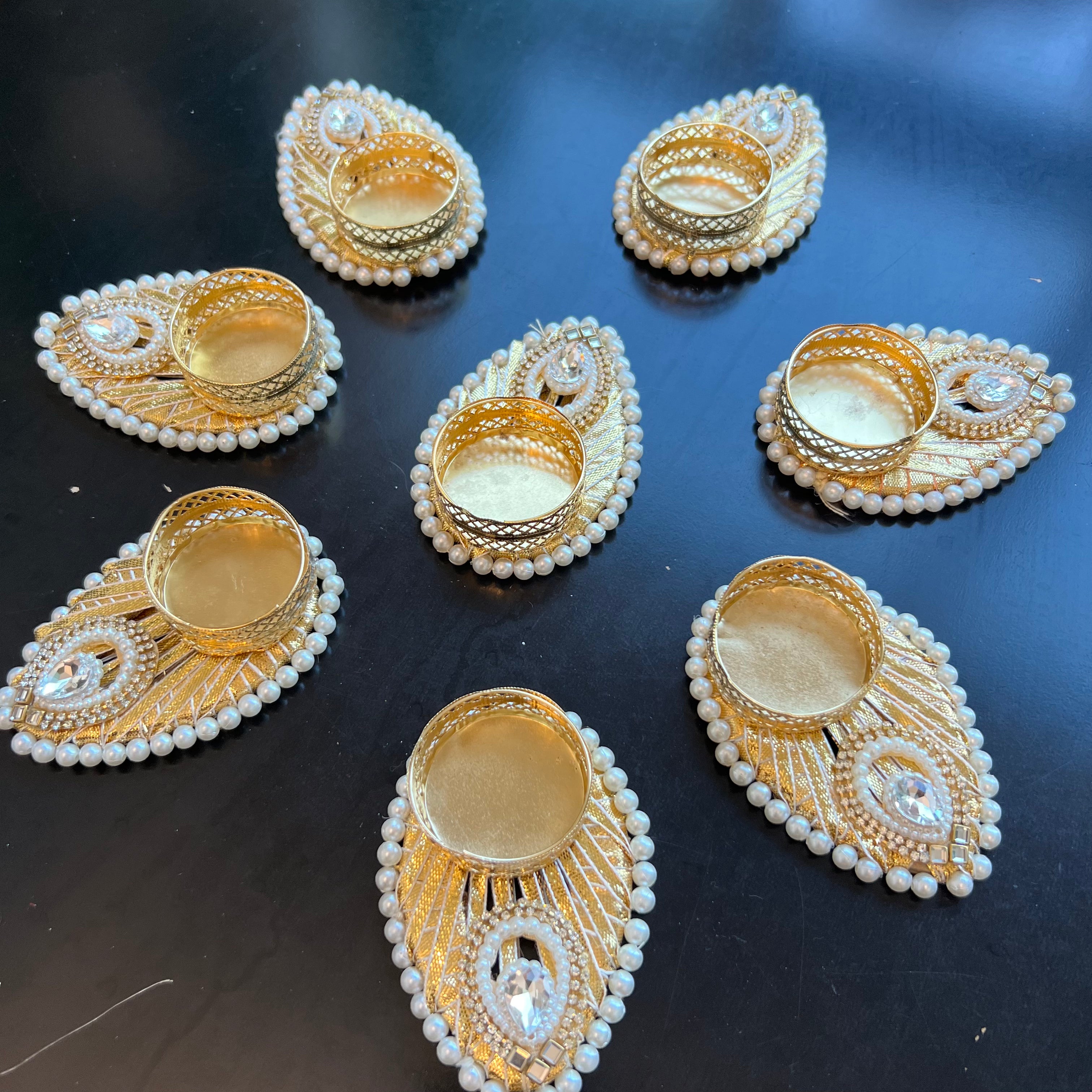 Tear Drop Shape T-Light Diya (Set of 2)