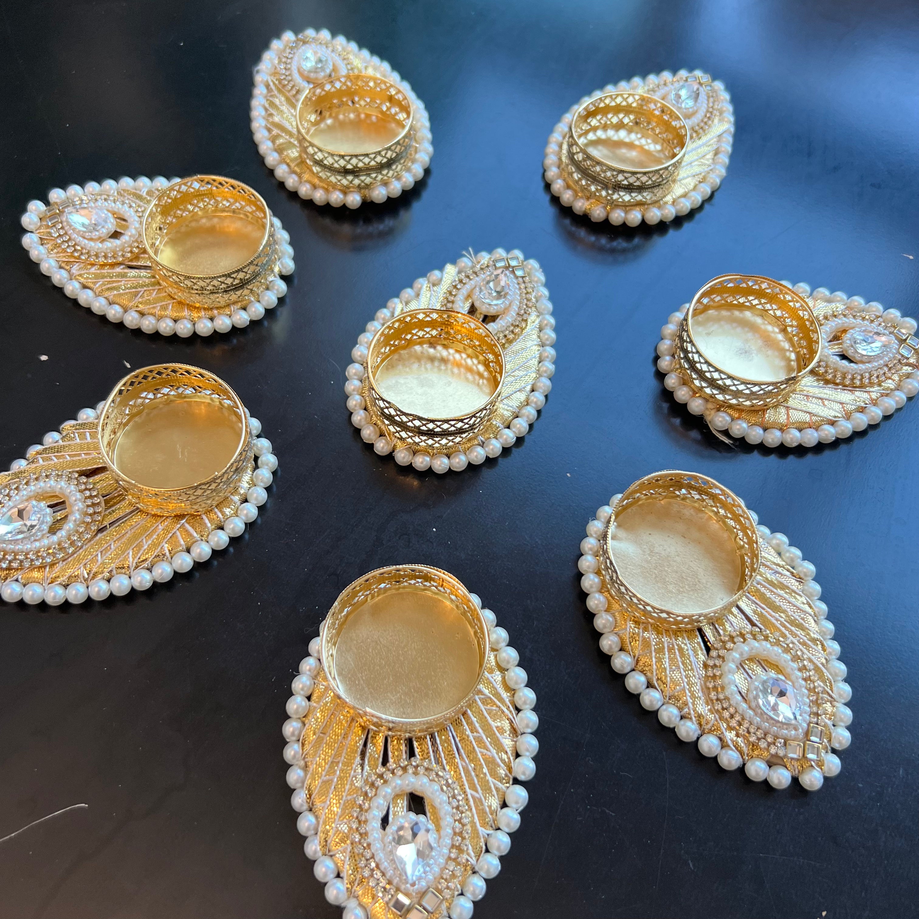 Tear Drop Shape T-Light Diya (Set of 2)