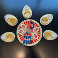 Peacock Mat Set with 5 T-Lights