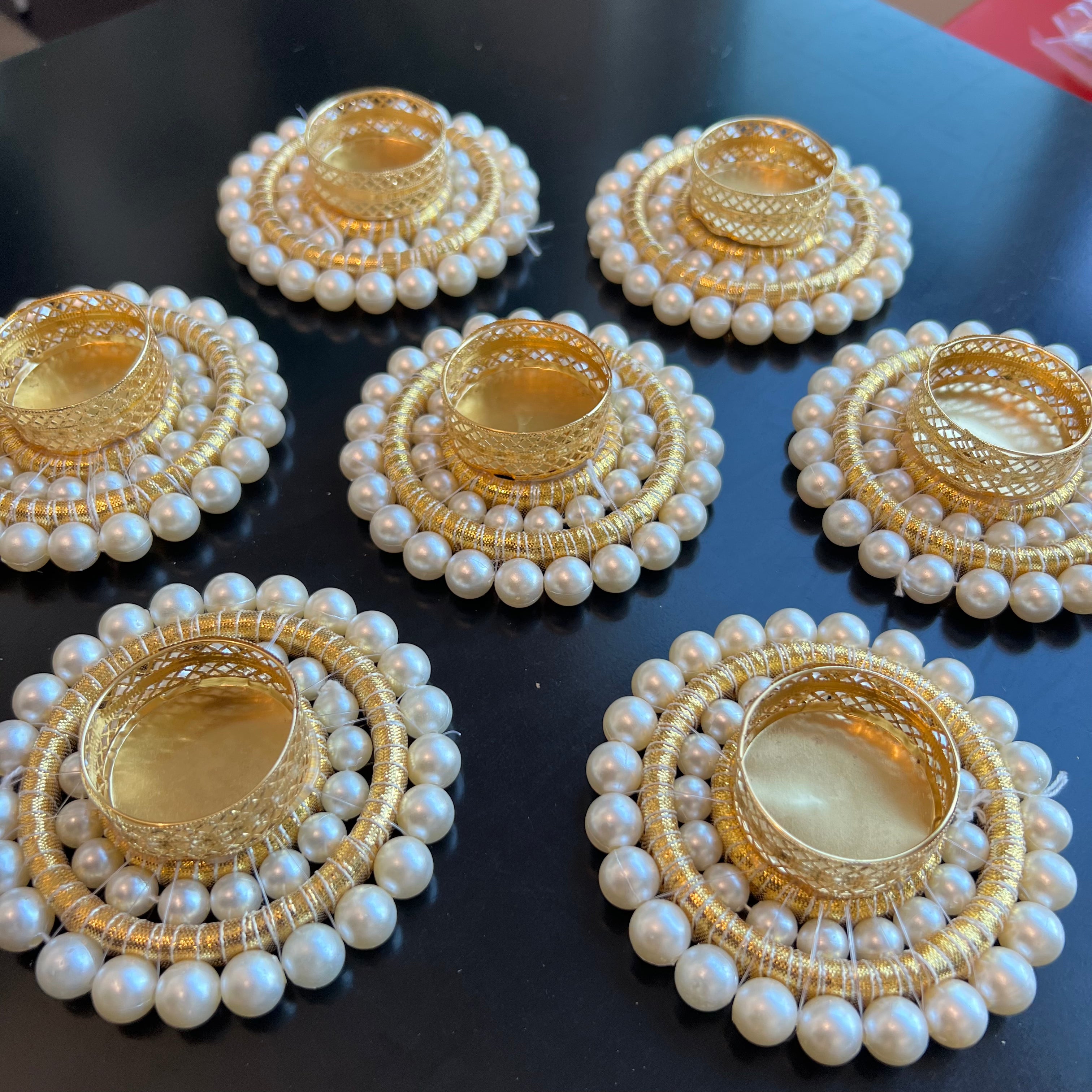 Double Pearl T-Light Diya (Set of 2)