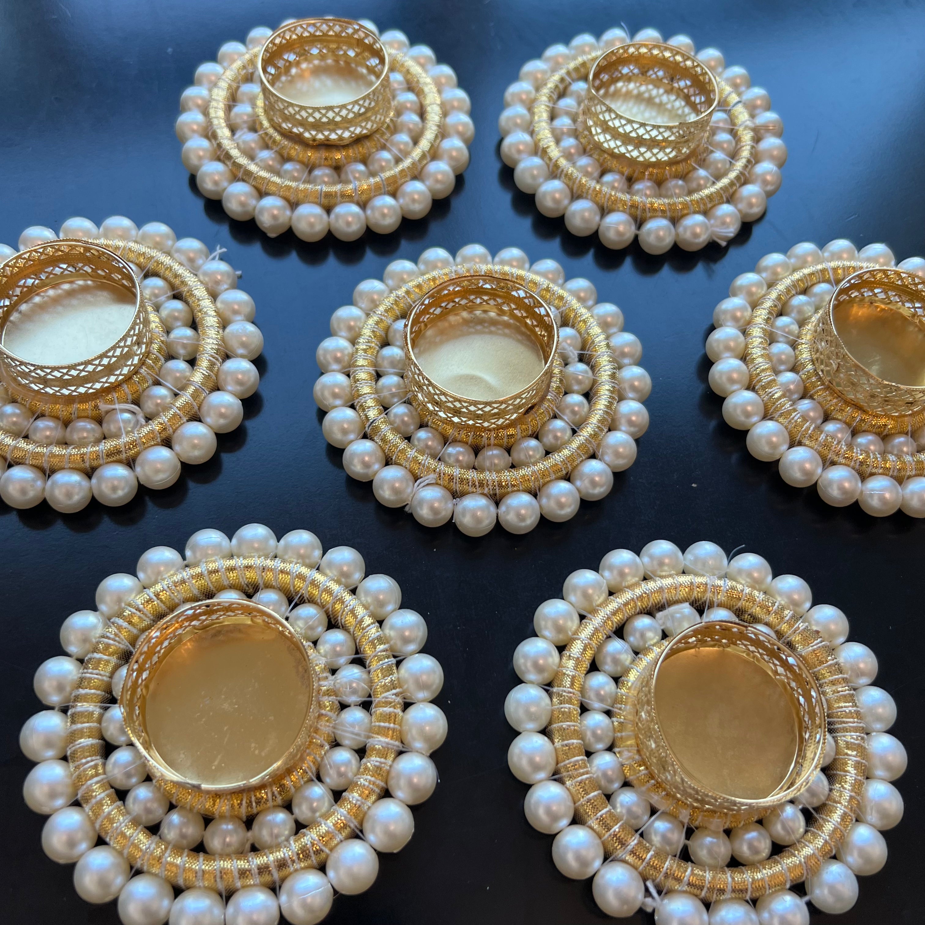 Double Pearl T-Light Diya (Set of 2)