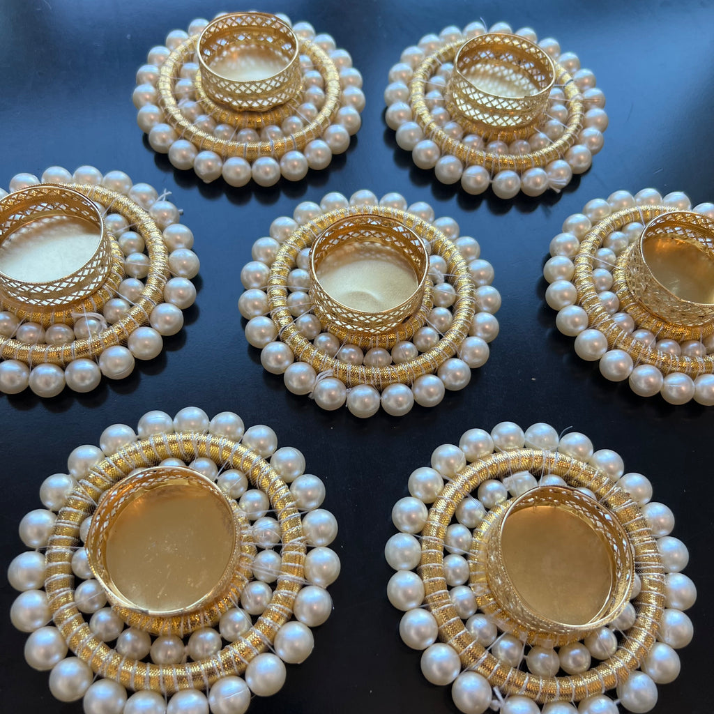 Double Pearl T-Light Diya (Set of 2)