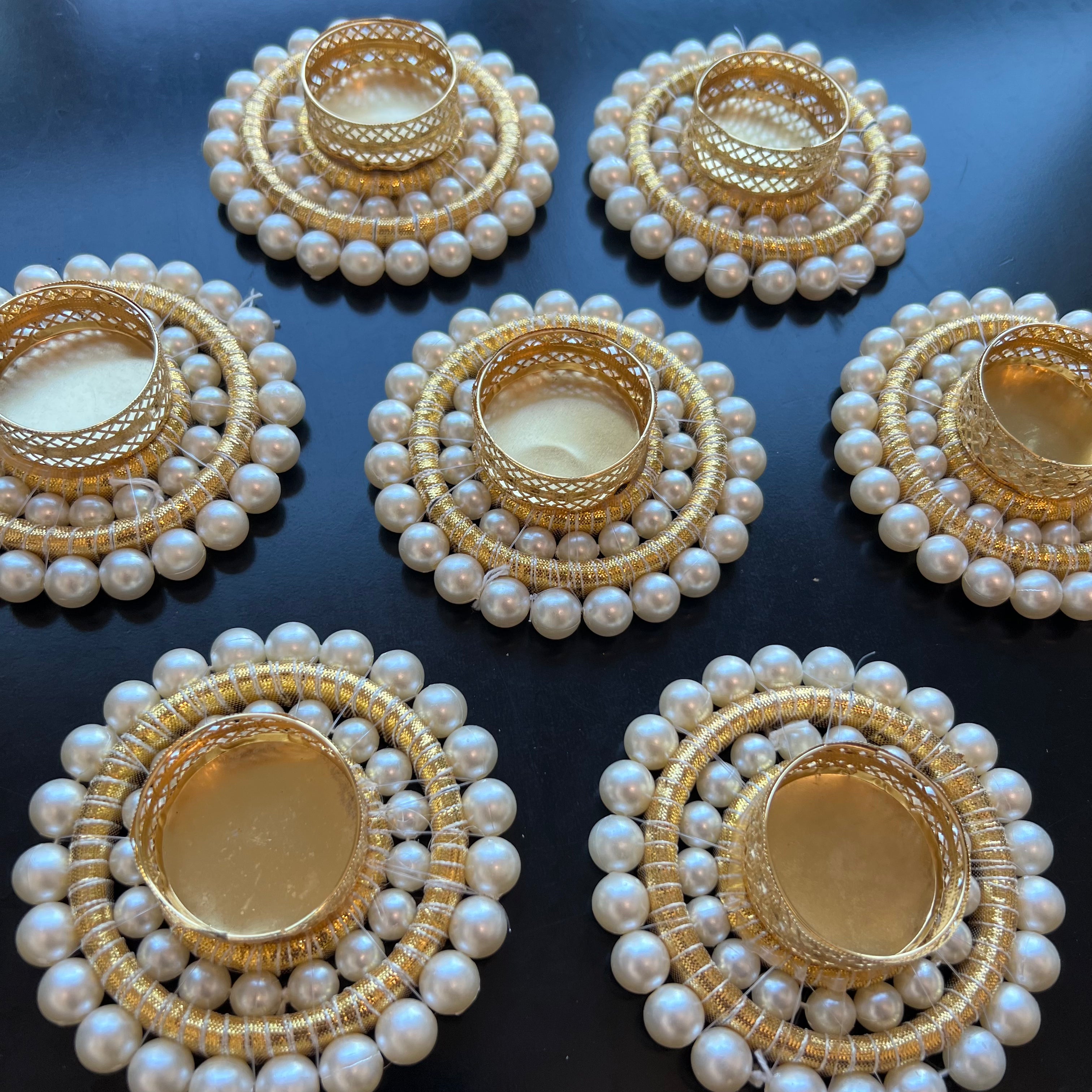 Double Pearl T-Light Diya (Set of 2)