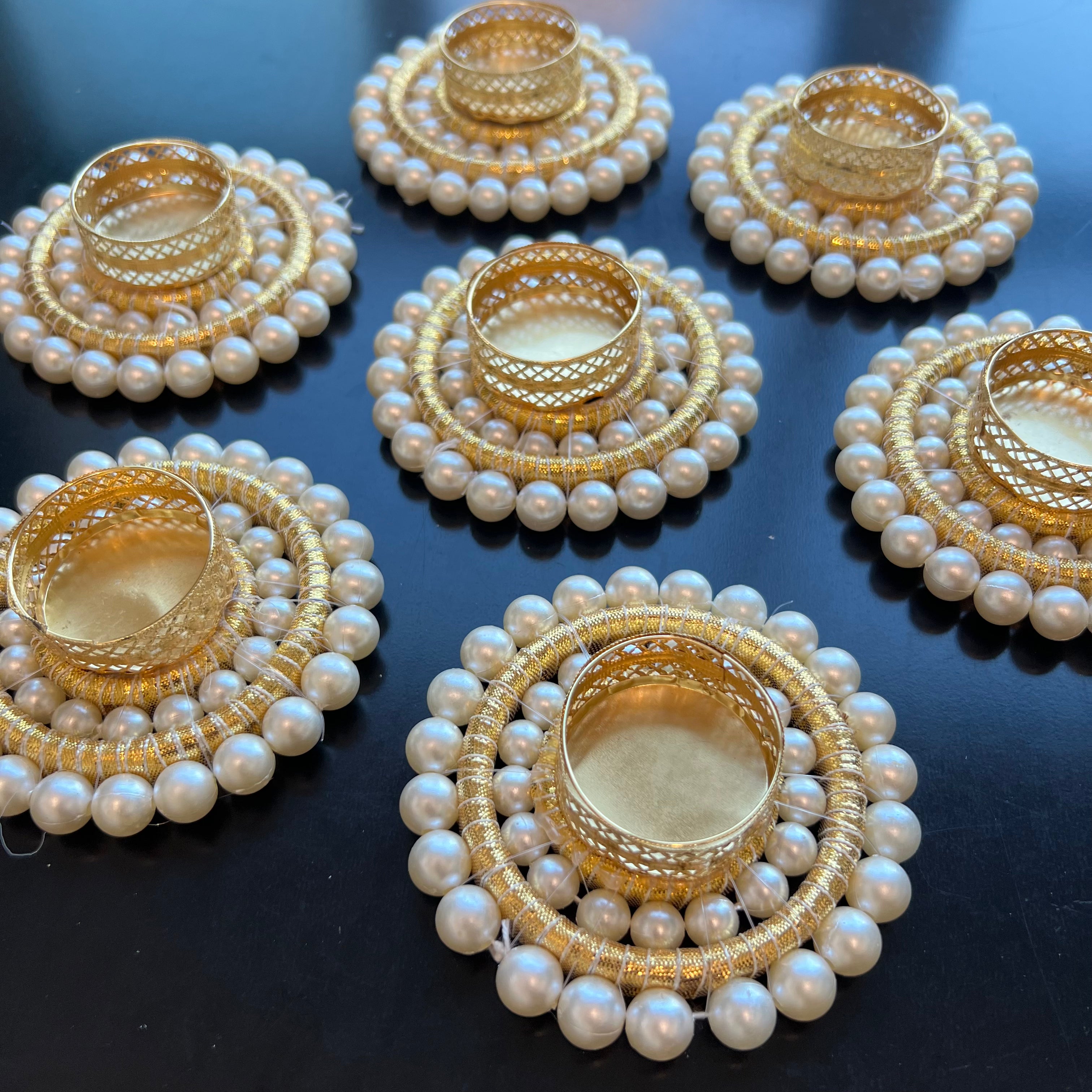 Double Pearl T-Light Diya (Set of 2)