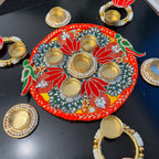 Parrot Lotus Rangoli T-Light Set - Red