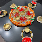 Parrot Lotus Rangoli T-Light Set - Orange