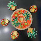 Rangoli T-Light Set - Orange Patola