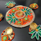 Rangoli T-Light Set - Orange Patola