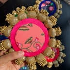 Diya / Silver Coin Placemat (6 Inch) - Pink/Pink Lotus