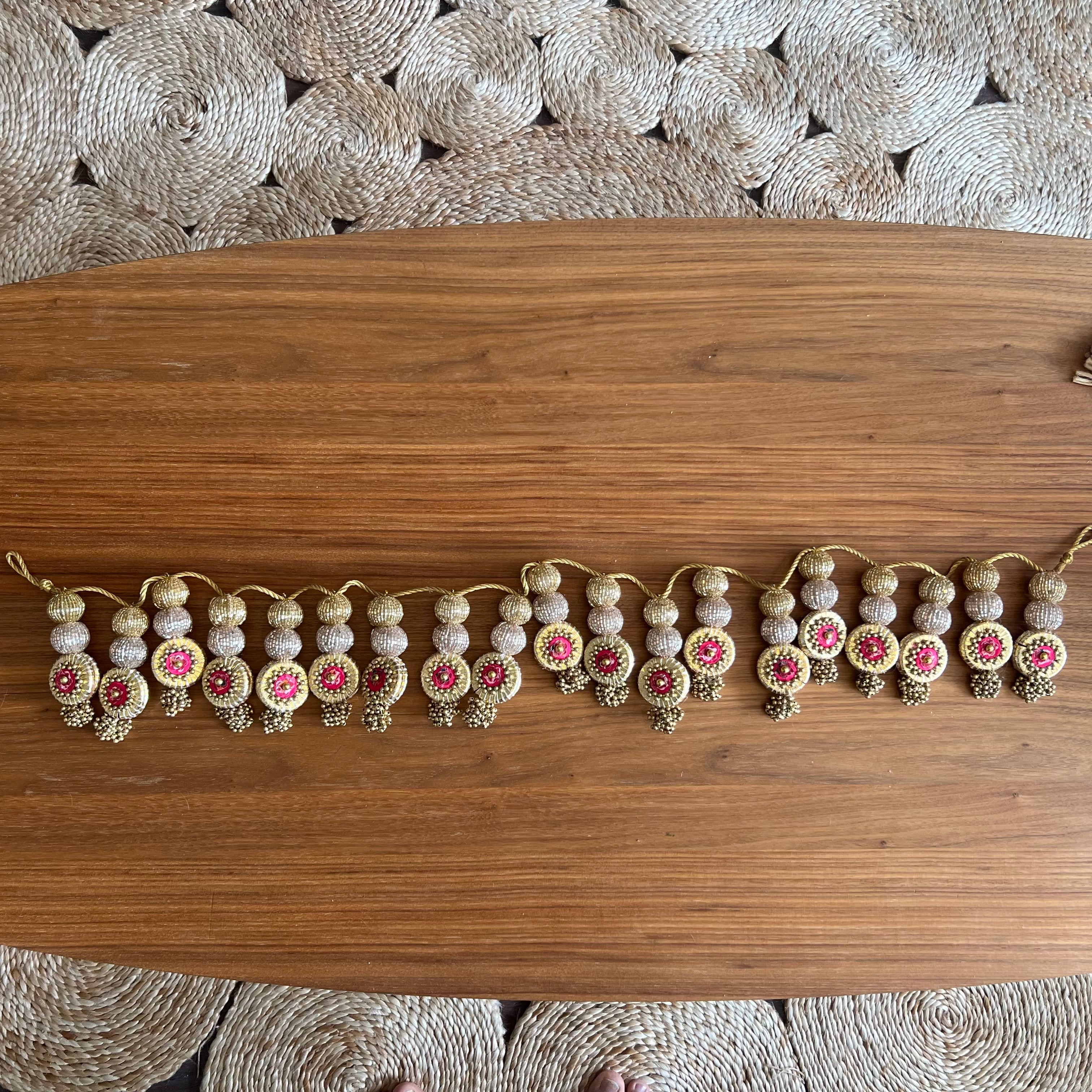 Toran réversible à perles de 100 cm - Rose et Patola