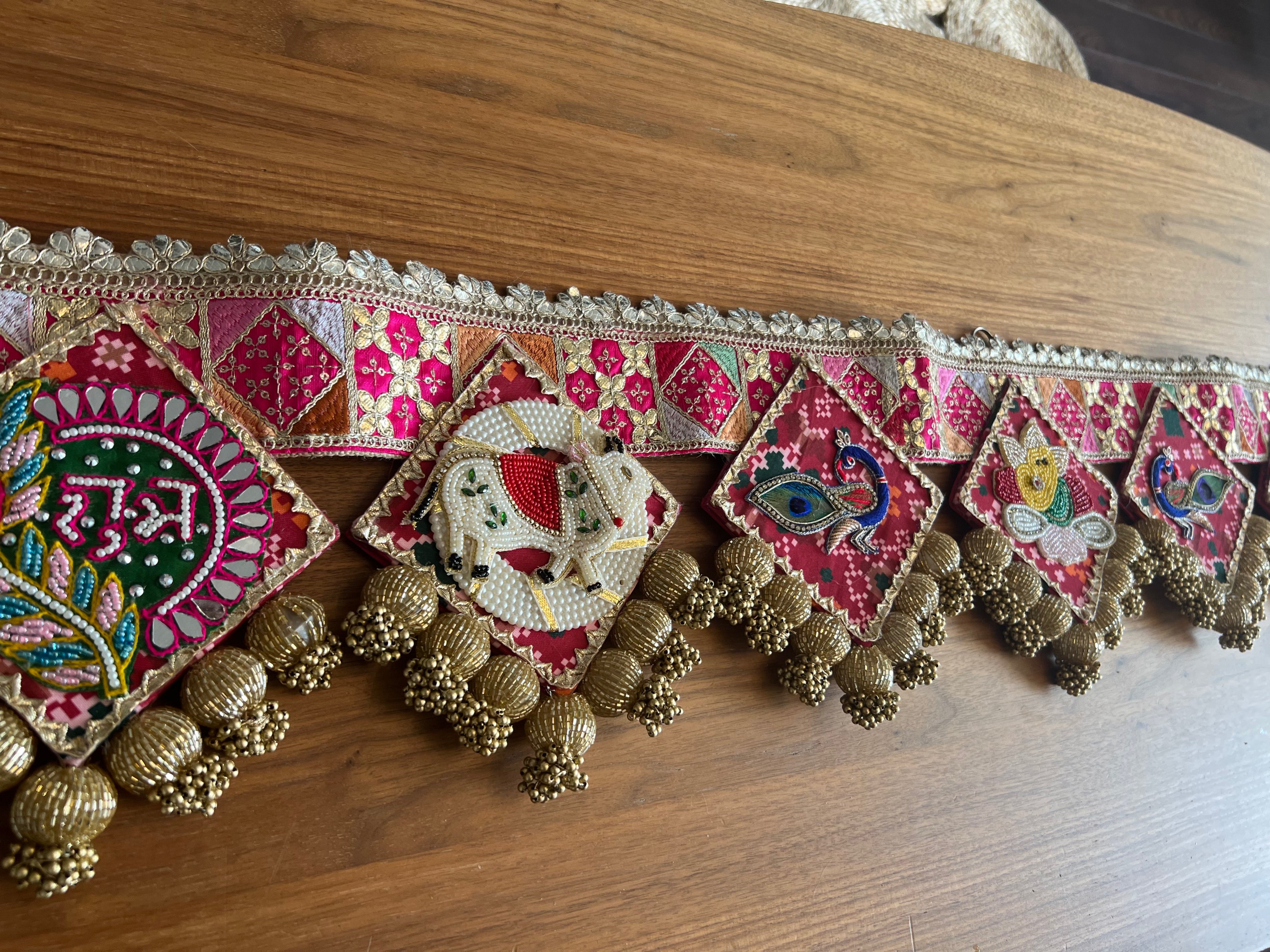 40in Ganesh Pink Toran with Shubh Labh