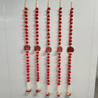 5ft Pom Pom Latkan - Red with Lotus (Set of 2)