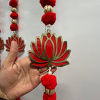 5ft Pom Pom Latkan - Red with Lotus (Set of 2)